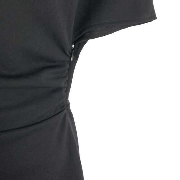 Asos Pleated Shoulder‎ Pencil Dress Size 2 Black Polyester Blend NWT DR-1524 - Picture 5 of 12